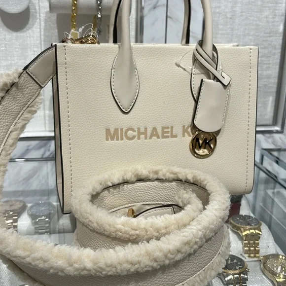 Michael Kors Mirella Small Pebbled Leather Shopper Top Zip Crossbody XBody Bag